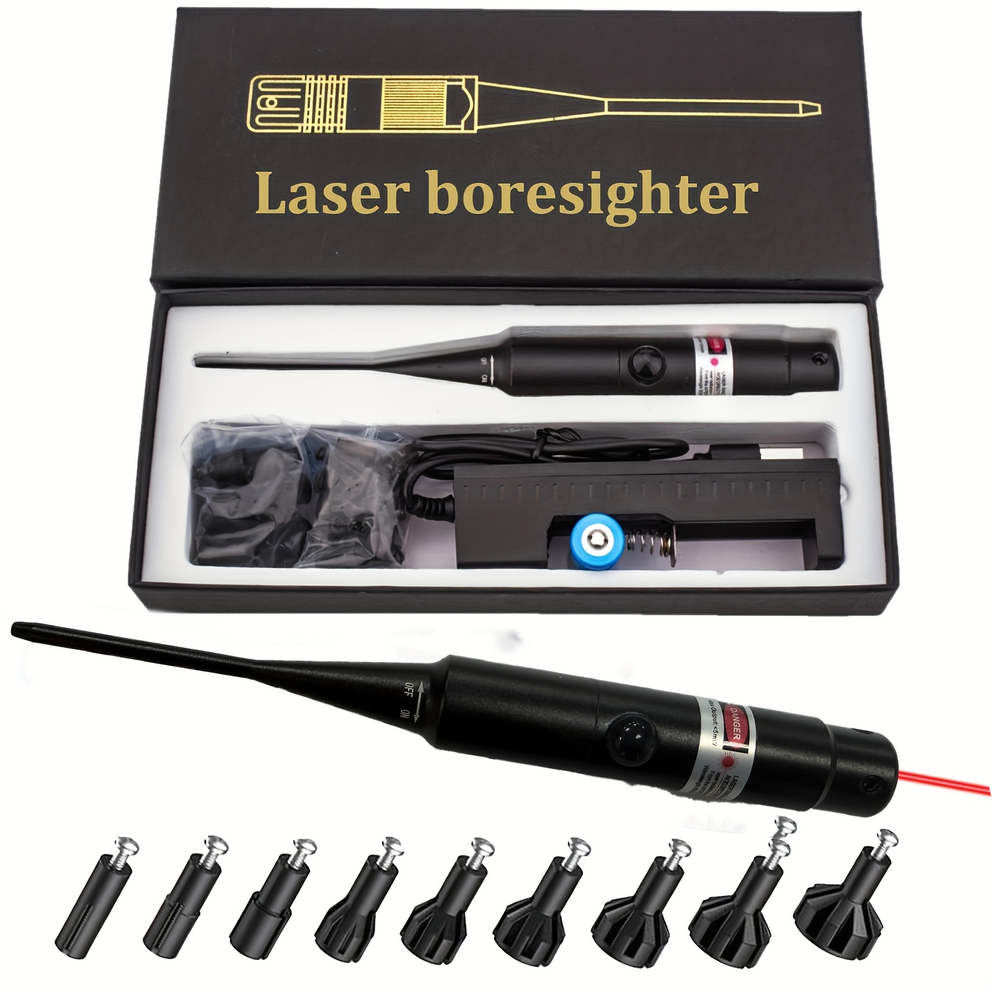 Bore Sight Laser Kit Red & Green Laser Boresighter with 8 & 32 Adapters – Multi-Caliber Universal Bore Sighter for .17 Cal to 12GA Rifle