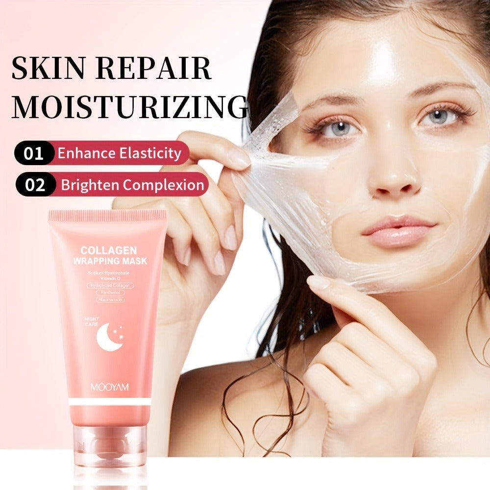 Collagen Night Mask Korean Skincare, Gel Face Mask with Applicator Brush, Hydrolyzed Collagen, Niacinamide