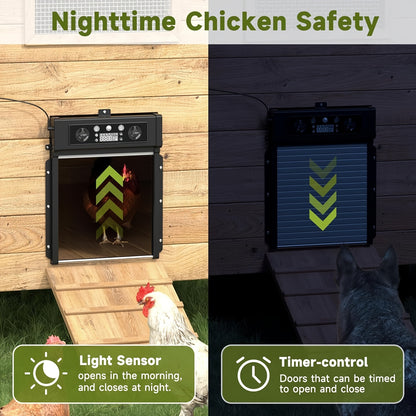 Automatic Chicken Coop Door Solar Powered – KA-200 Aluminum Alloy Auto Door with Timer, Light Sensor, Anti-Pinch Safety