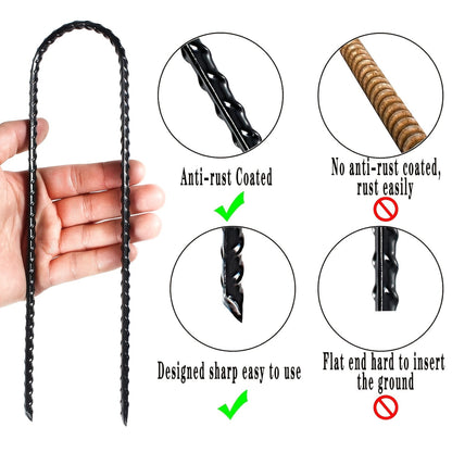 U-Shaped Trampoline Ground Anchor Stakes with 10-Inch Pictured Length and 12- or 24-Piece Checkout Options