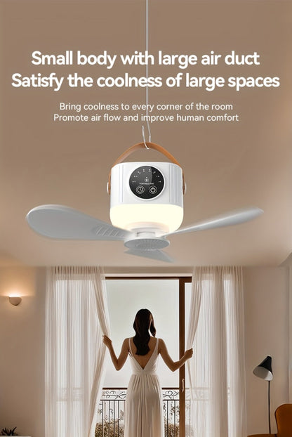Camping Fan with Light & USB Rechargeable, Portable Outdoor Tent Fan with Tripod Stand, Detachable Blades