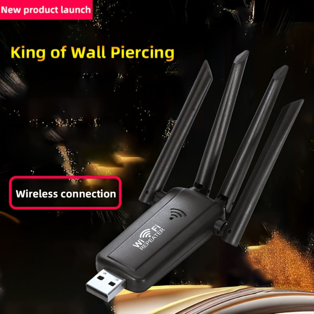 300Mbps WiFi Extender Plug-In Wall Design - Wireless Repeater & Signal Booster for Home Office, Apartment