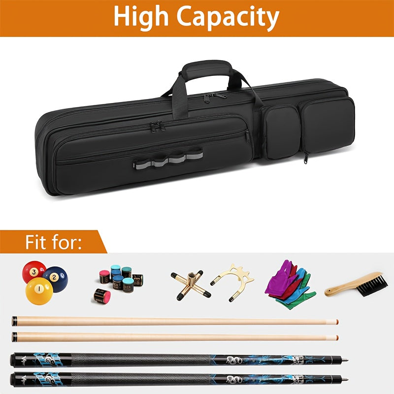 Pool Cue Case 4x4 with Hidden Backpack Strap | Billiard Cue Bag Holds 4 Butts & 4 Shafts | Hard Shell Pool Stick Carrying Case