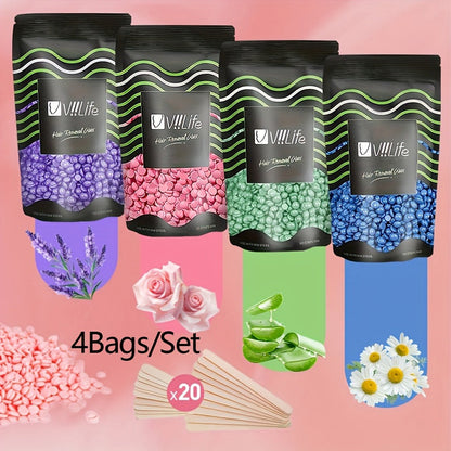 No Strip Hard Wax Beans for Brazilian Bikini Face Eyebrow Legs Underarms Full Body Hair Removal Home Waxing Kit for Women Men 50g per Bag 4
