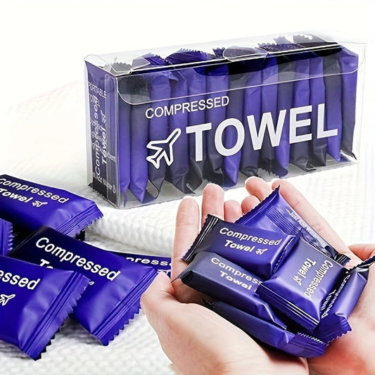Compressed Towel Tablets 28 Pack – Disposable Magic Coin Tissue, Expandable Face Towel 11.8x9.4 Inch, Individually Wrapped Portable Paper