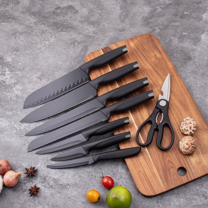 15-Piece Kitchen Knife Set with High-Carbon Stainless Steel Label, Black Handles, Scissors and Sharpening Block
