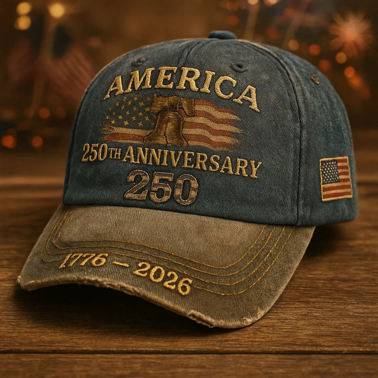 250th Anniversary Patriotic Baseball Cap USA Embroidered – Adjustable Vintage American Flag Hat for Men Women, Unisex Independence Day Gift