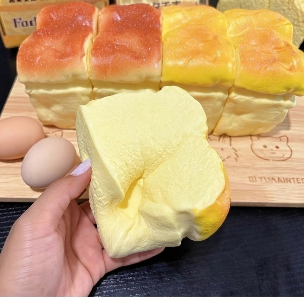 Squishy Bread and Butter Squeeze Toy Set 2pcs, Slow Rising Custard Bread Squishies with Creamy Scent