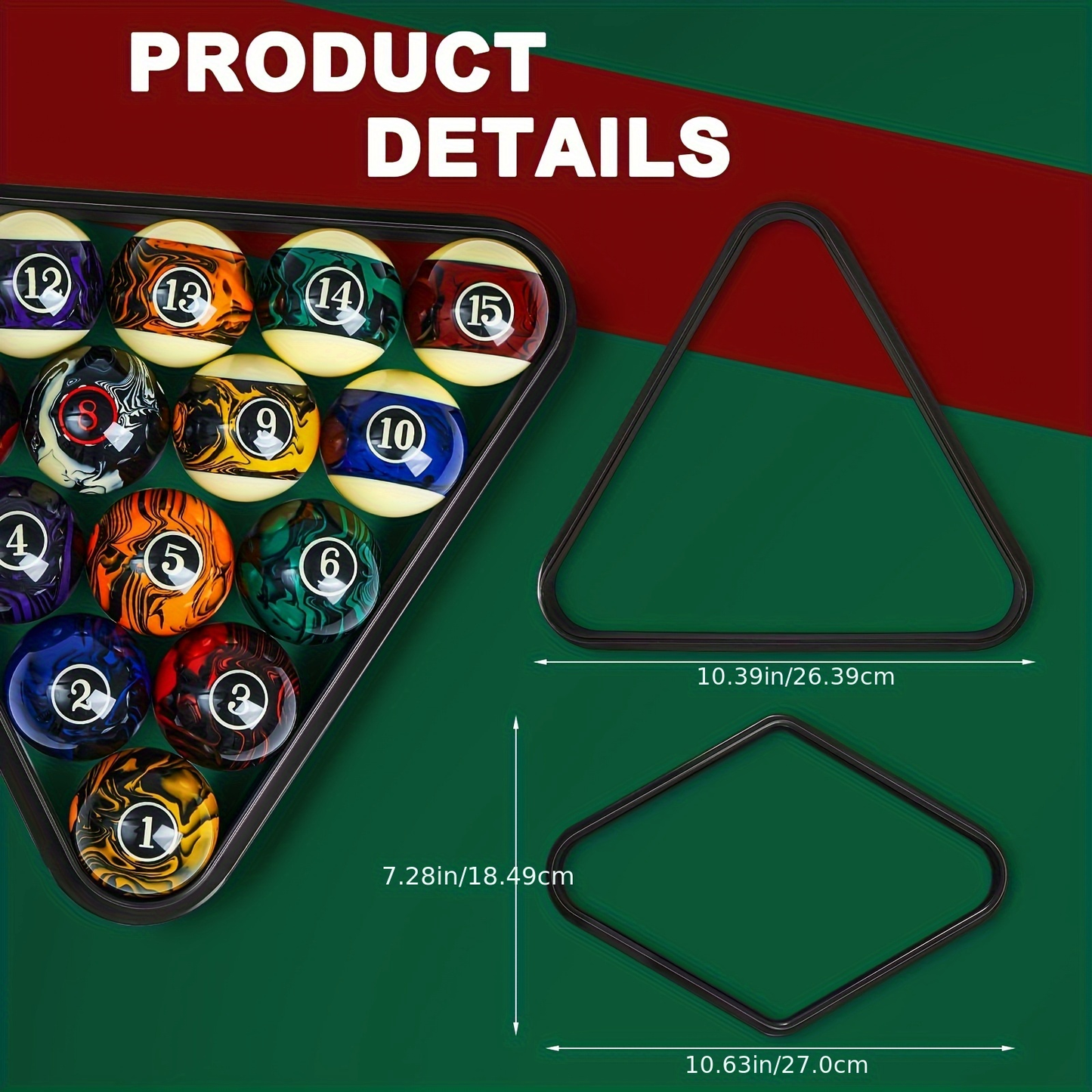 20-Piece Pool Ball and Cue Set with 16 Graphic Billiard Balls, Two Cues and Two Ball Racks
