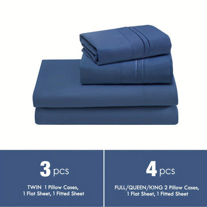 Fitted Sheet Set Deep Pocket | Soft Cooling Breathable Bedding 3-4pcs Fade-Resistant All-Season for Twin Full Queen King