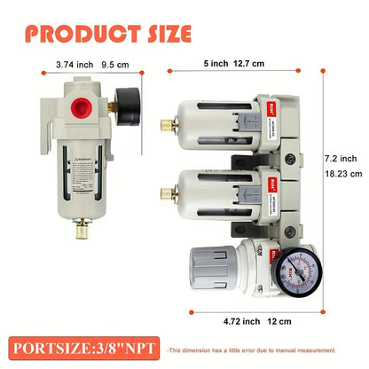 Air Filter Regulator Combo AC3110-03 High Pressure Compressed Air Treatment Unit - FRL for Entryways, Bedrooms and Living Spaces