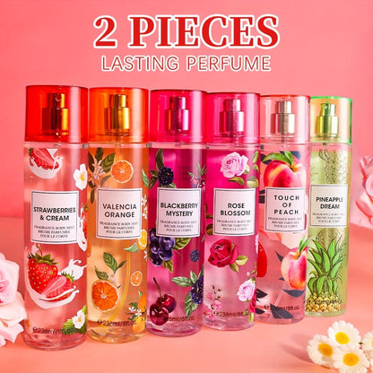 Two-Piece Fruit Scent Body Mist Set, 8 fl oz / 236ml Bottles in Nine Exact Matching Scent Options