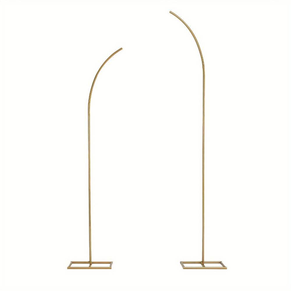 Balloon Arch Stand Kit Metal Wedding Arch Frame 6ft & 8ft Backdrop Stand Set of 2 Golden Curved Top for Birthday Party Bridal Shower