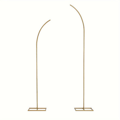 Balloon Arch Stand Kit Metal Wedding Arch Frame 6ft & 8ft Backdrop Stand Set of 2 Golden Curved Top for Birthday Party Bridal Shower