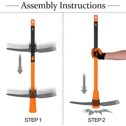 1pc Pick Mattock Hoe with Forged Head & 36-Inch Rubber Handle - Professional-Grade Multi-Purpose Pickaxe Suitable for Digging