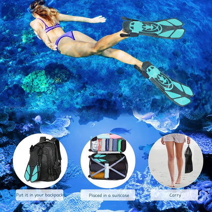Adjustable Snorkel Diving Fins with Anti-Slip Lace-Up Design – Lightweight PP/TPR Open Heel Fins for Snorkeling Freediving Scuba Diving