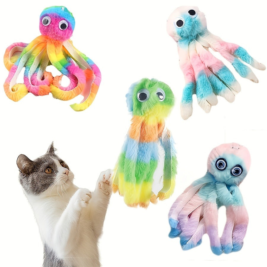 Cat Kick Toy Octopus 5-Pack – Cute Stuffed Chew & Kick Plush Toy for Indoor Cats, Teaser Wand Replacement Heads