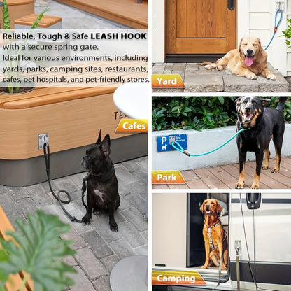 Heavy Duty Dog Tie Out Wall Hooks Set of 2 – Metal Wall-Mounted Leash Anchor with Dual Switchable Hooks, Scratch-Resistant for Walls