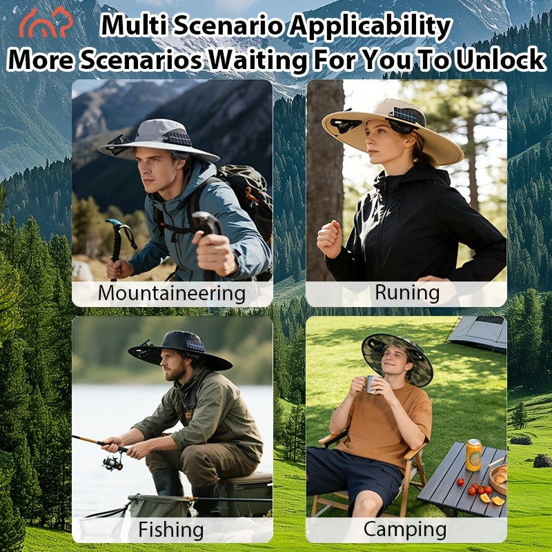 Solar Powered Dual Fan Sun Hat with USB Charging – Adjustable Strap, Breathable Mesh Design, High Airflow, Long Battery Life