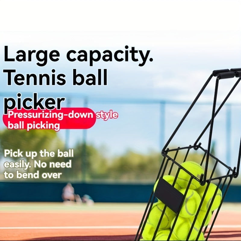 Tennis Ball Picker Up Tube – Stainless Steel Quick-Release Portable Ball Retriever for Tennis Pickleball Training