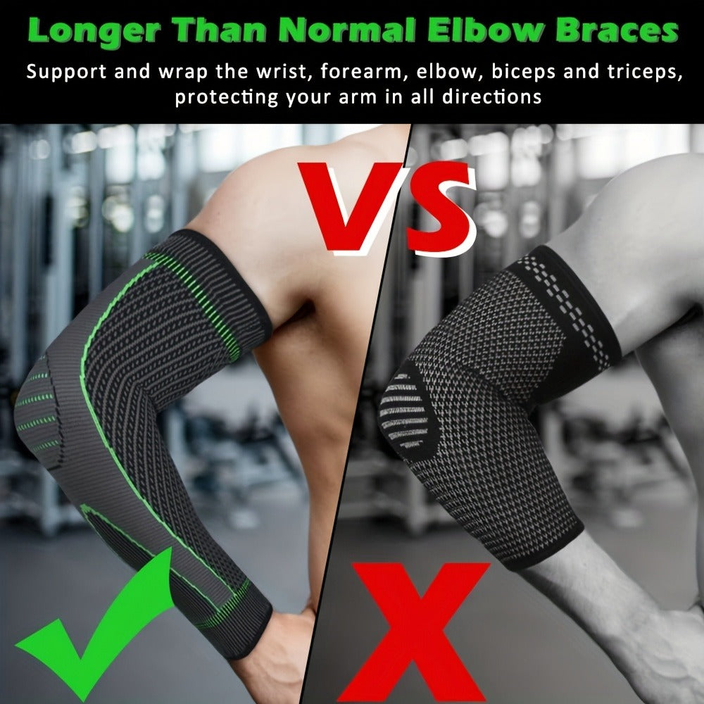 Compression Elbow Brace Arm Sleeves 2pcs Non-Slip Breathable Elbow Support for Tendonitis Tennis Elbow Golfer Elbow Pain Relief for Men