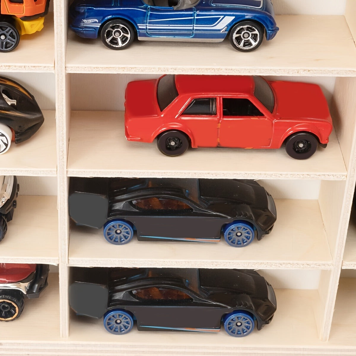 Diecast Car Display Case 80-Slot Wall Mounted Wood 1:64 Scale No-Drill Car Model Organizer Showcase for Hot Wheels Matchbox Alloy Diecast