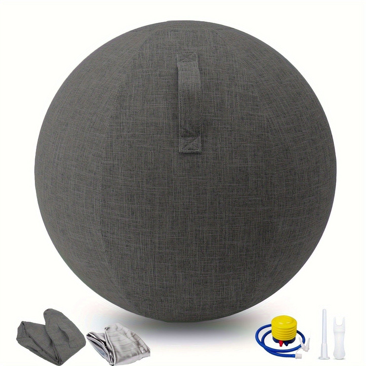 Fitness Equipment 65cm Exercise Ball with Fitted Fabric Cover Carry Handle Pump and Two Colors
