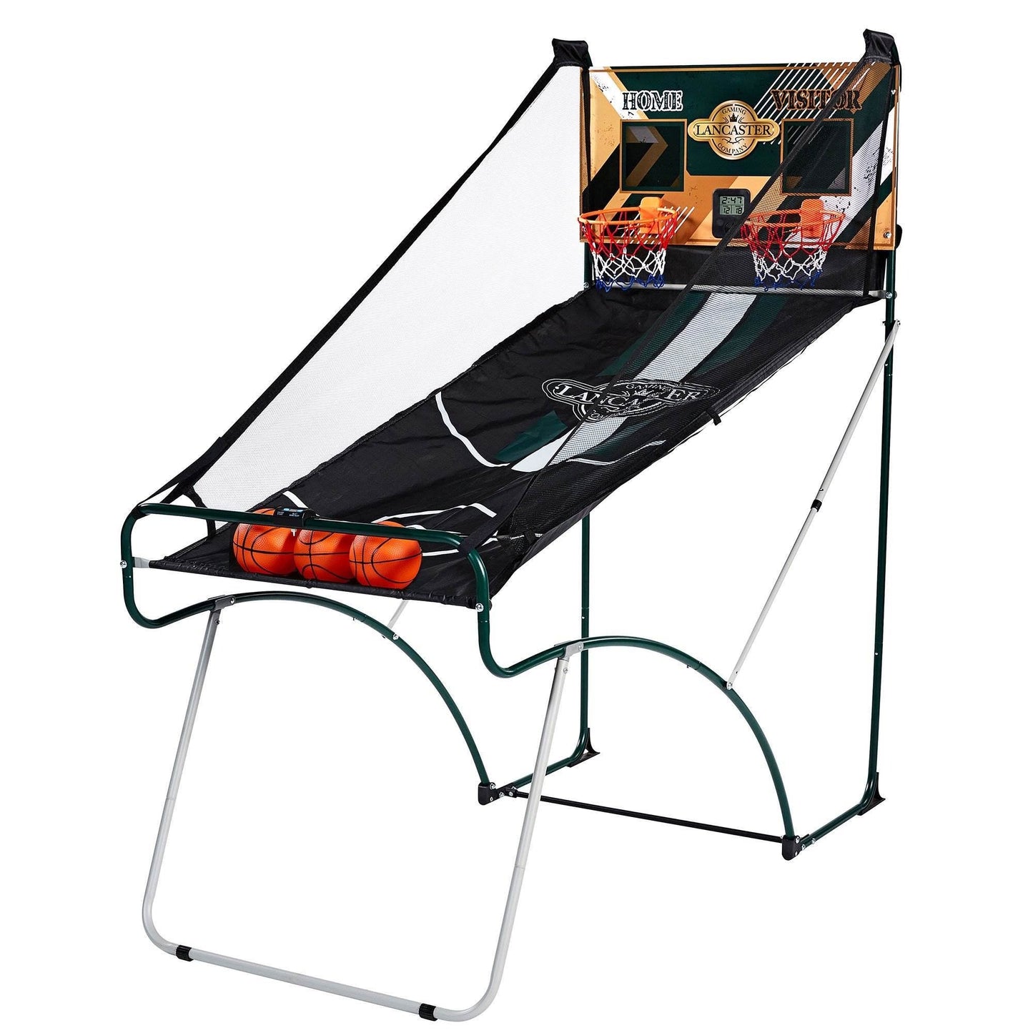 2 Player Indoor Basketball Arcade Game EZ Fold – Dual Hoop Shot Challenge with LED Scoring, 8 Game Modes, 3 Basketballs & Air Pump