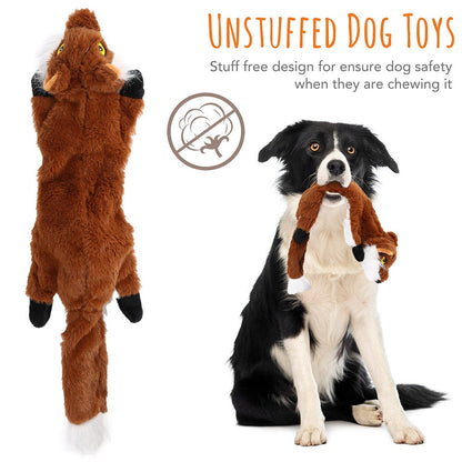 Squeaky Dog Toys 5-Pack No Stuffing Plush Chew Toy Bundle – Durable Animal Toys for Small Medium Large Dogs