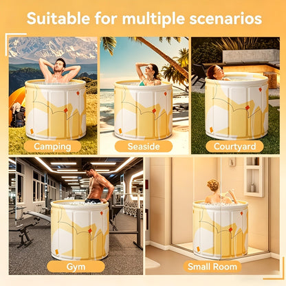 Thermal Insulated Bathtub Foldable Non-Inflatable for Adults – Hot & Cold Dual Use, Ice Bath Muscle Relief & Warm Soak