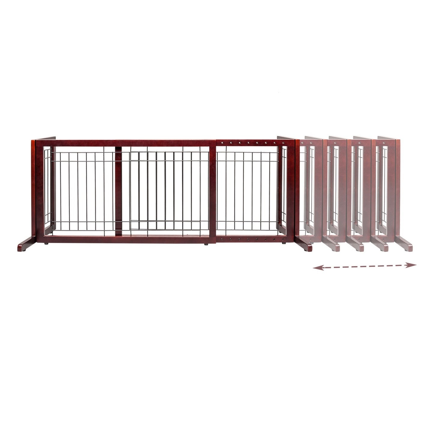 Freestanding Pet Gate for Dogs & Cats – Solid Wood Dog Gate for House, Adjustable 40" to 71" Wide, Indoor Dog Fence for Doorways Stairs