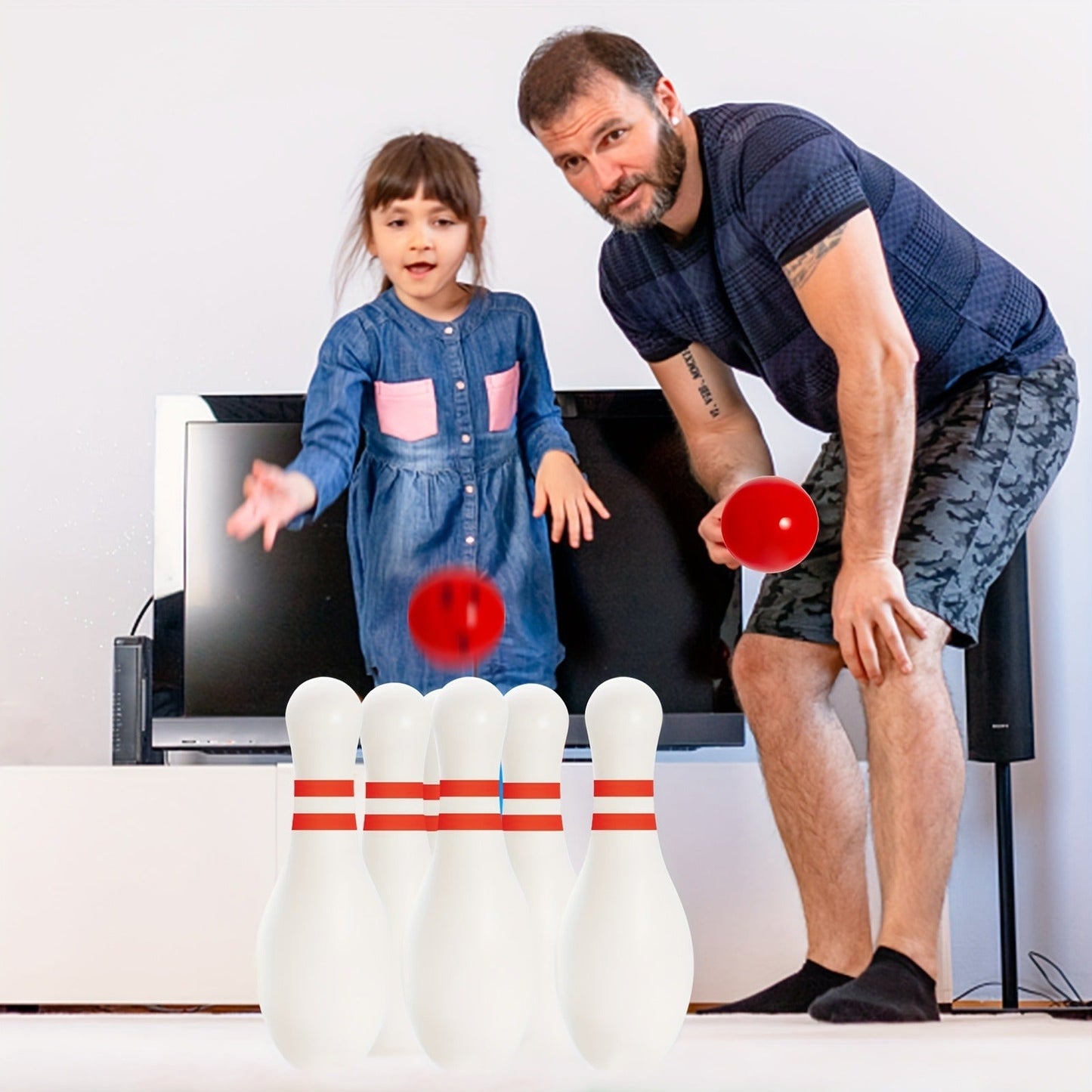 Light-Up Kids Bowling Set with 10 Pins & 2 Balls – Glowing Indoor Outdoor Bowling Game for Boys & Girls, 7.87-Inch Tall Pins