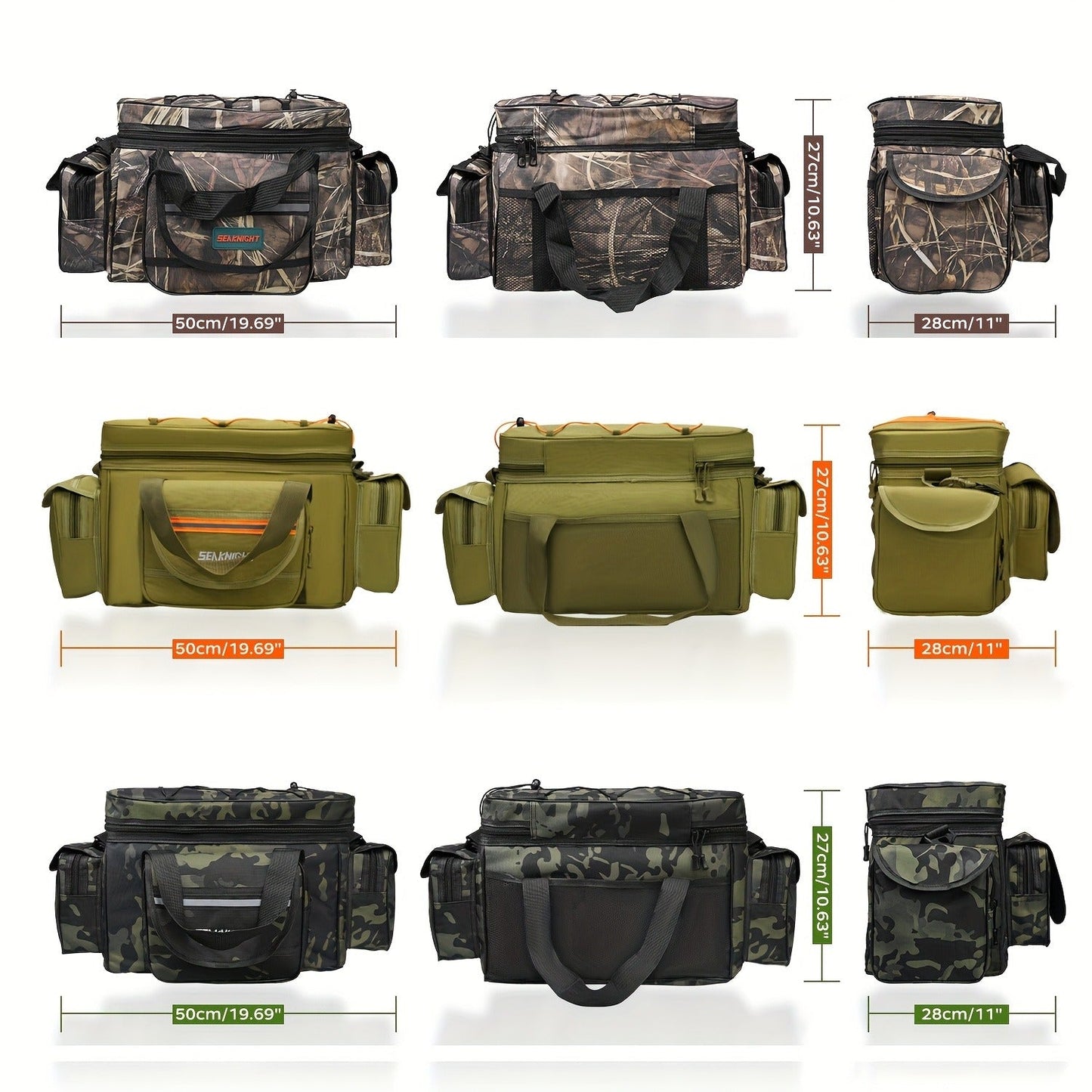 Fishing Tackle Bag Camo Durable Nylon Shoulder Carry Zipper Fishing Gear Storage Bag for Hiking Travel Outdoor Fishing Camouflage