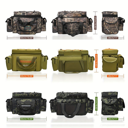Fishing Tackle Bag Camo Durable Nylon Shoulder Carry Zipper Fishing Gear Storage Bag for Hiking Travel Outdoor Fishing Camouflage