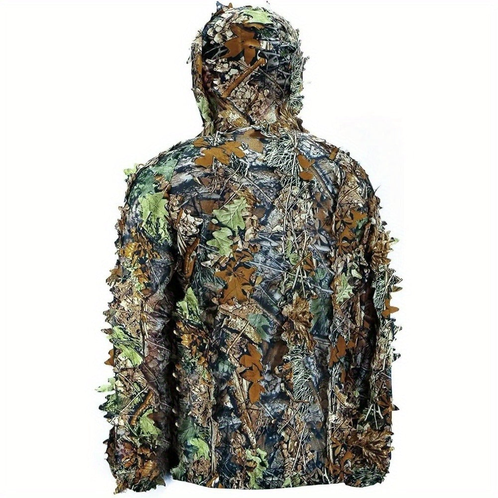 Ghillie Suit 3D Camo Hunting Set – Lightweight Breathable Hooded Camouflage Jacket & Pants for Deer Hunting Sniper Airsoft & Wildlife