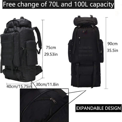 Large Capacity Expandable Outdoor Backpack 26-42 Gal – Soft Shell Geometric Pattern Hiking Rucksack for Camping