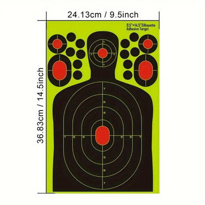Splatter Shooting Targets Human Silhouette 20 Pack – Reactive Glow Fluorescent Paper Range Targets for Pistol