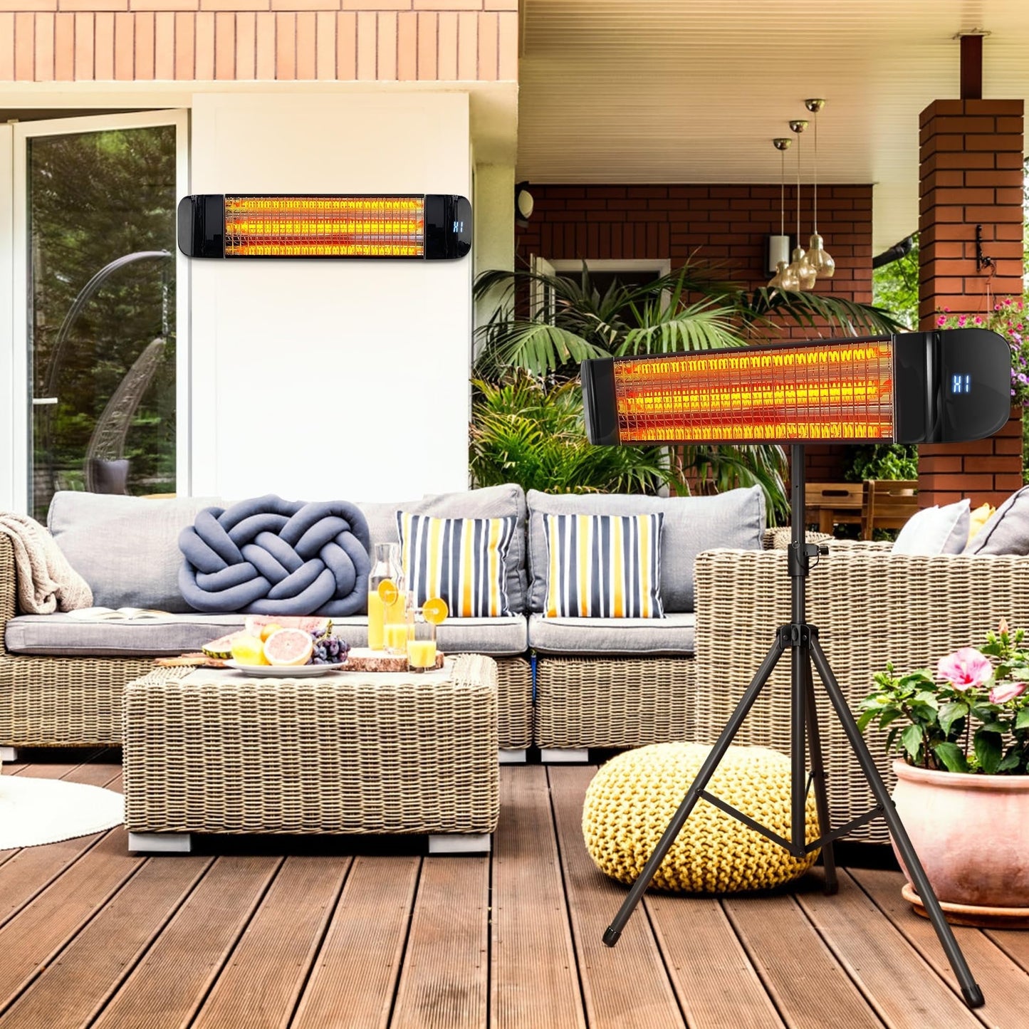 Infrared Outdoor Heater 1500W, 3-in-1 Wall Mounted, Ceiling & Tripod Electric Patio Heater for Indoor & Outdoor Use