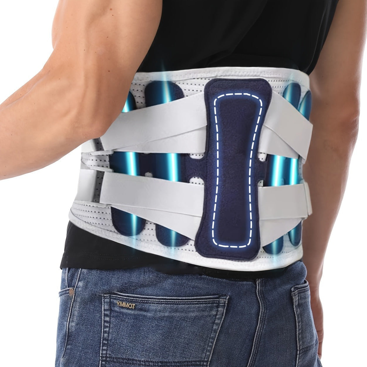 Lumbar Support Belt for Men & Women – Adjustable Lower Back Brace with Aluminum Alloy Reinforcement, Breathable Hook-and-Loop Waist Support