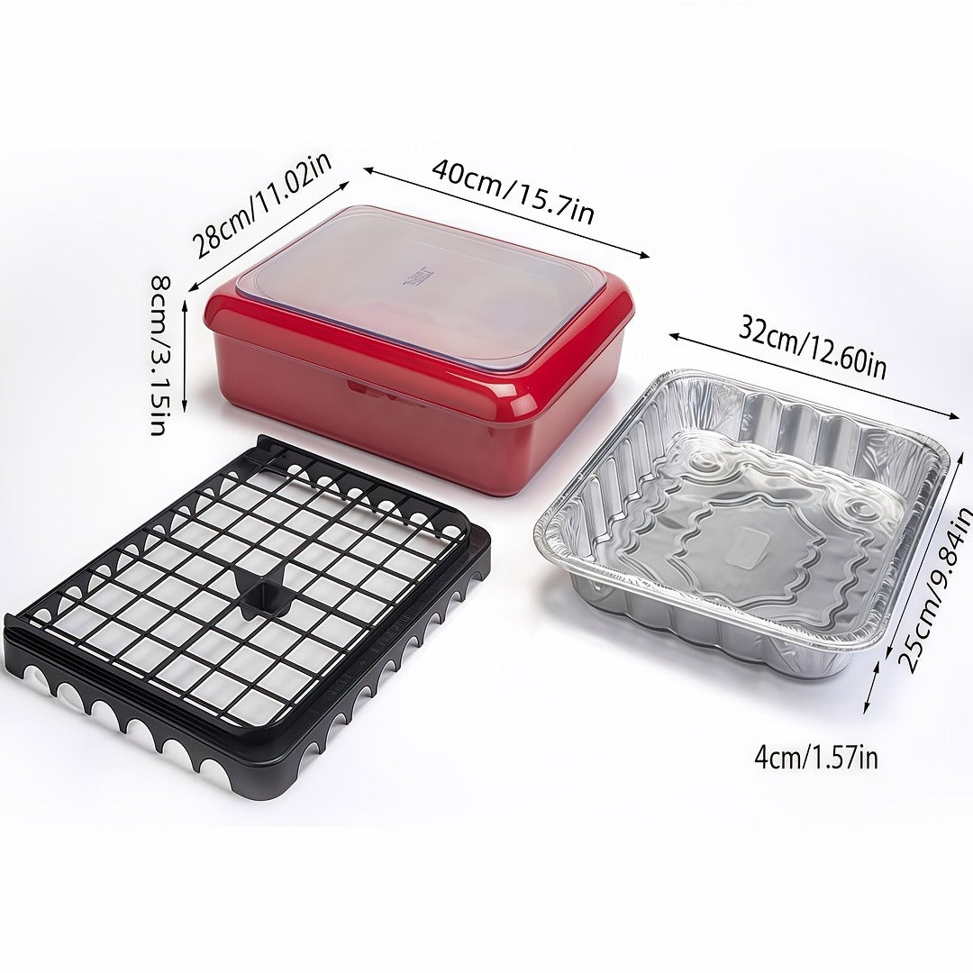 Foil Pan Carrier with Lid 2 in 1 Stackable Food Storage Set BPA Free Dishwasher Safe Portable Casserole Holder for Potluck BBQ Picnic