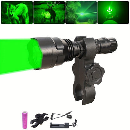 Flashlight Red, Green or White Hunting Light with Remote Switch, 18650 Battery and Mount Options