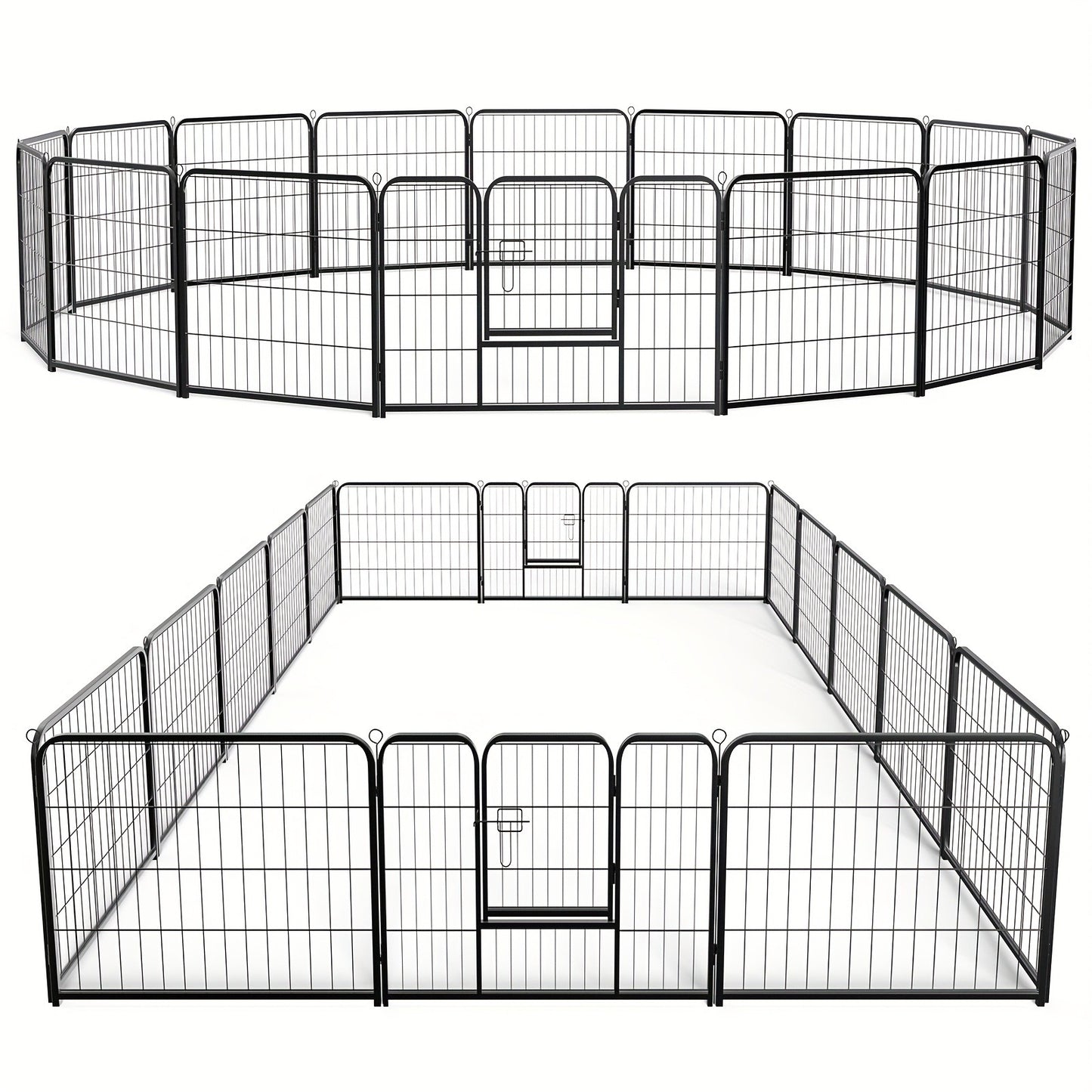 Metal Dog Playpen with Door DIY 8 or 16 Panel Foldable Pet Pen for Small Medium Large Dogs Puppies Easy Assemble Indoor Outdoor Use 24 32 40