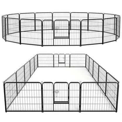 Metal Dog Playpen with Door DIY 8 or 16 Panel Foldable Pet Pen for Small Medium Large Dogs Puppies Easy Assemble Indoor Outdoor Use 24 32 40