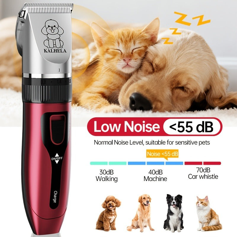 Pet Grooming Clippers Rechargeable with LED Display – Cordless Electric Dog Cat Hair Clipper, Detachable Blades 4 Guide Combs Low Noise