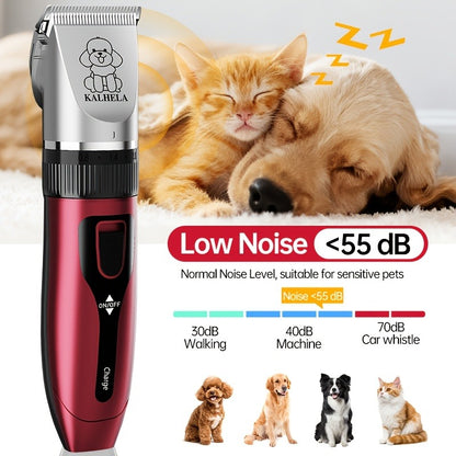 Pet Grooming Clippers Rechargeable with LED Display – Cordless Electric Dog Cat Hair Clipper, Detachable Blades 4 Guide Combs Low Noise
