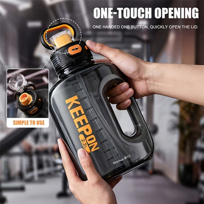 Large Sports Water Bottle with Straw Lid Handle 1500ml 2200ml Leak-Proof Lockable Food-Grade PP PC Hydration Bottle for Gym Fitness Hiking