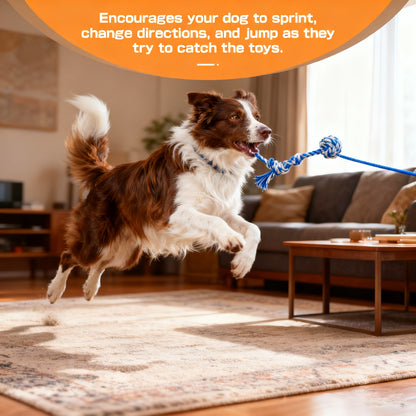 Dog Flirt Pole Telescopic – Extendable Flirt Stick with 3 Detachable Toys & Nylon Rope, Aluminum Alloy Dog Chase Toy