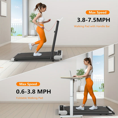 Incline Foldable Treadmill Walking Pad – 300lb Capacity, Portable with Handles, Under Desk Compact Design for Home & Office Use