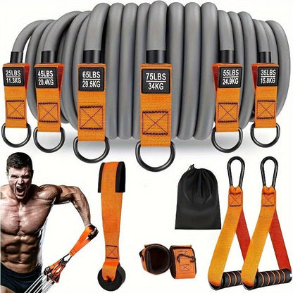 300lb Resistance Band Set – 6 Levels 25-75lb, Handles, Door Anchor & Ankle Straps – Heavy Duty Home Gym Kit for Full Body Strength Training