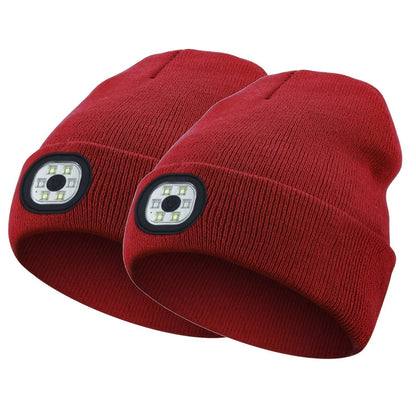 LED Knit Beanie with USB Rechargeable Lights – Light-Up Acrylic Knit Hat for Running, Hiking & Outdoor Activities